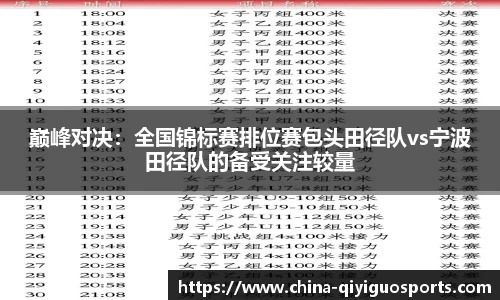 巅峰对决：全国锦标赛排位赛包头田径队vs宁波田径队的备受关注较量